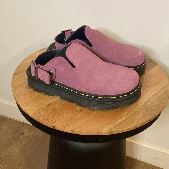 Dr. Martens Zeb Zag Chunky Sole Suede Mule Clogs in Muted Purple - Picture 7 of 12